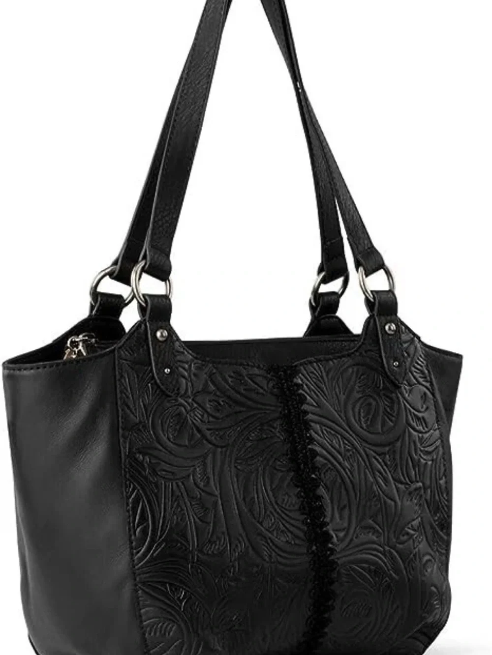 The Sak Bolinas Womens Embossed Leather Satchel Zip Shoulder Bag - Women